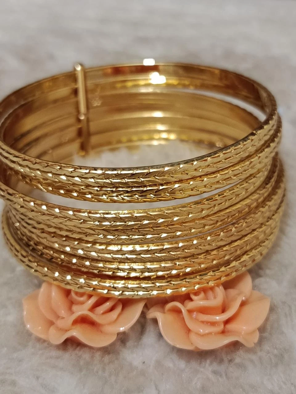 Lot 7 bracelet jonc multirangs plaque or véritable avec poinsson